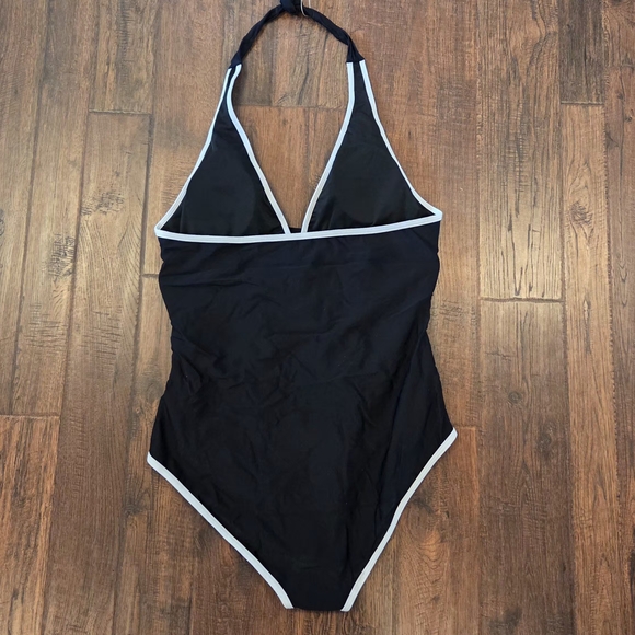 Swimall One Piece Swimsuit Black with White Trim Womens XL - Picture 10 of 13